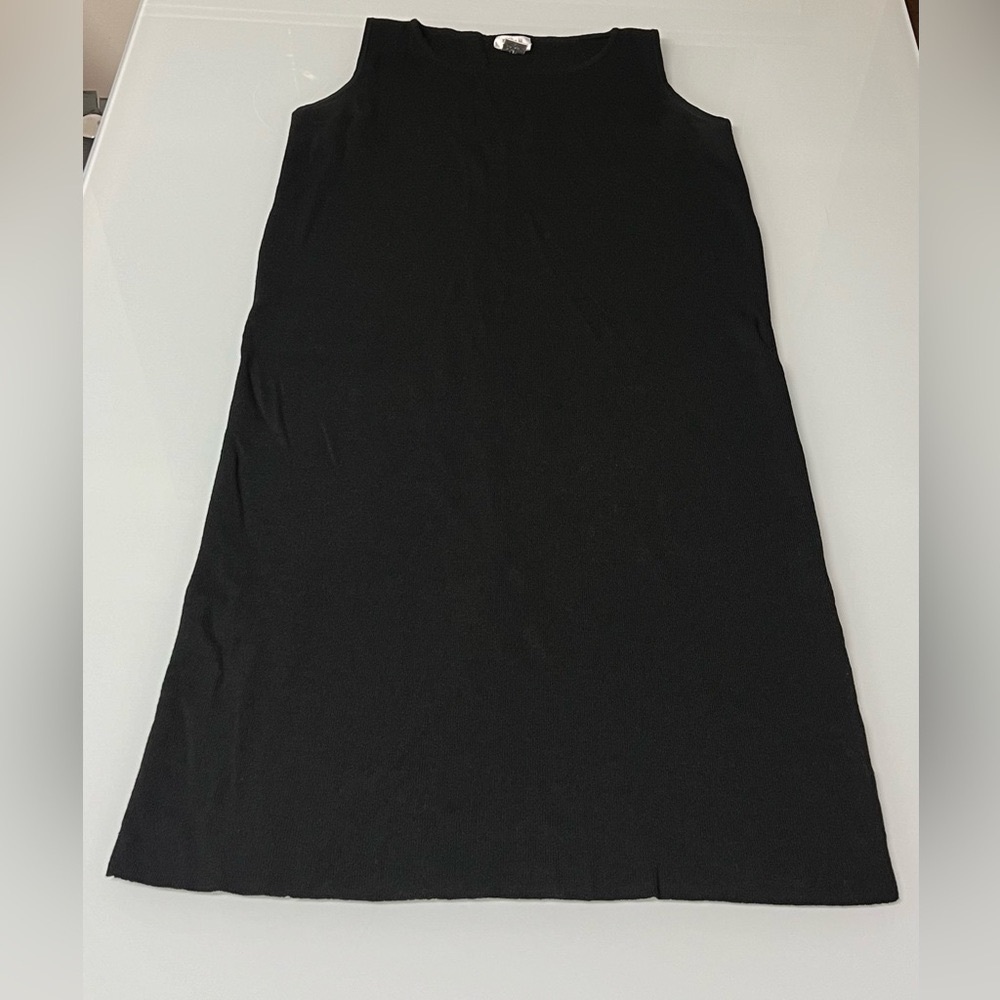 EILEEN FISHER - MEDIUM BLACK 100% LIGHT WEIGHT WOOL TANK DRESS EUC